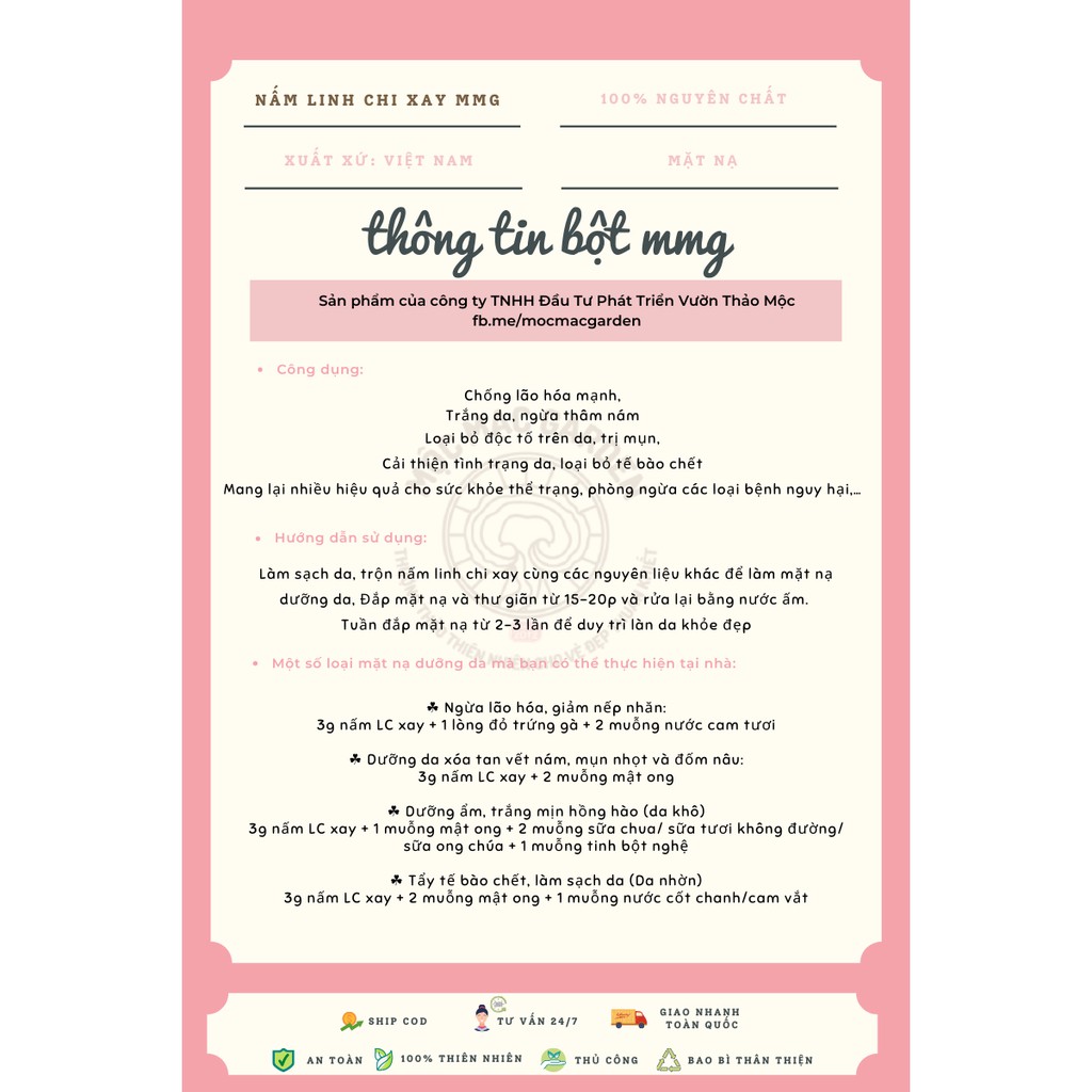 Bột nấm linh chi MMG thần dược thượng hạng dạng túi giấy
