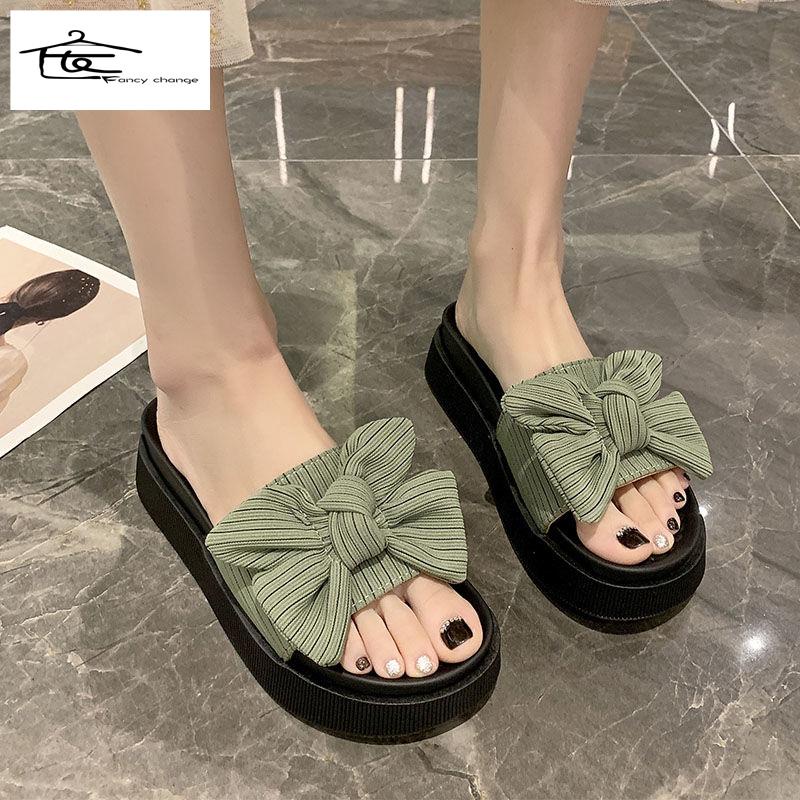 Dép Đế Dày Chống Trượt Đính Nơ Thời Trang Mùa Hè Cho Nữ