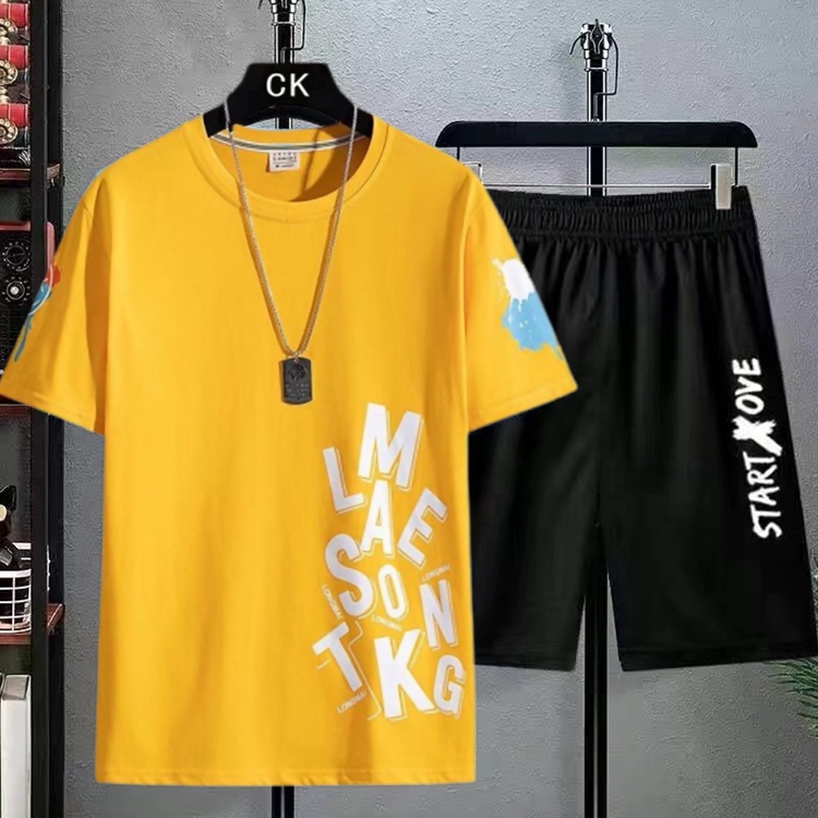 Bộ Áo Thun + Quần Thể Thao Mùa Hè In Họa Tiết Phong Cách Hip Hop Đường Phố Cho Nam Cỡ Lớn M-5XL
