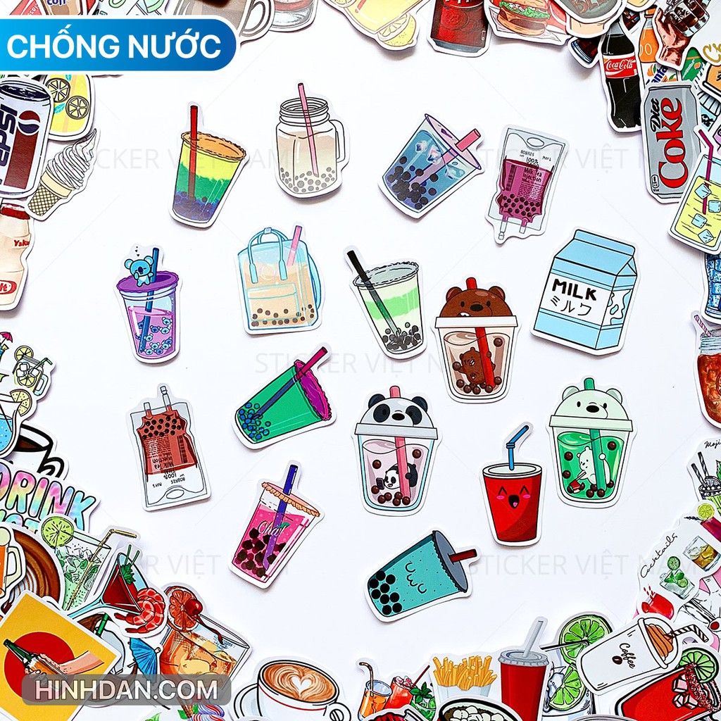 Sticker Đồ Uống - Drink CHỐNG NƯỚC Dán Nón Bảo Hiểm | Sticker Việt Nam