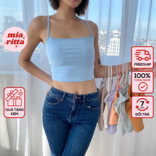 Áo croptop 2 dây basic vintage dễ mix đồ Mia Ritta a2060 ảnh thật feedback