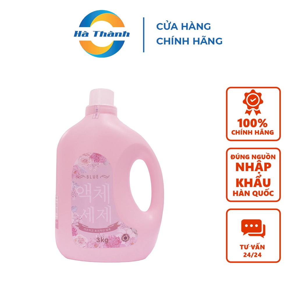 Nước Giặt Blue can 3kg hương Nước hoa, sản xuất theo tiêu chuẩn Hàn Quốc, an toàn với mọi loại da, quần áo thơm mát