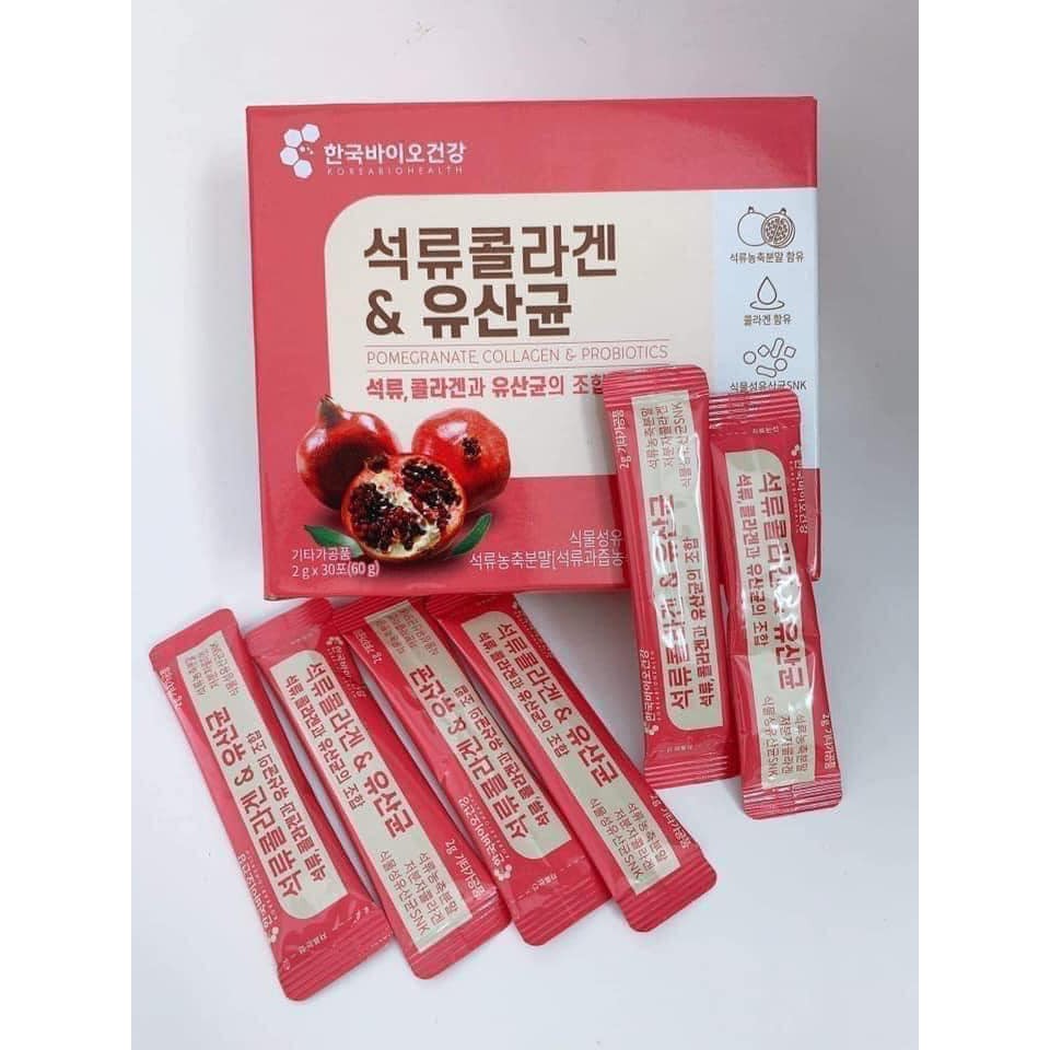 Collagen lựu đỏ 💝 FREESHIP 💝 Bột uống bổ sung Collagen lựu đỏ Hàn Quốc bio cell trẻ hóa da, căng bóng hộp 30 gói