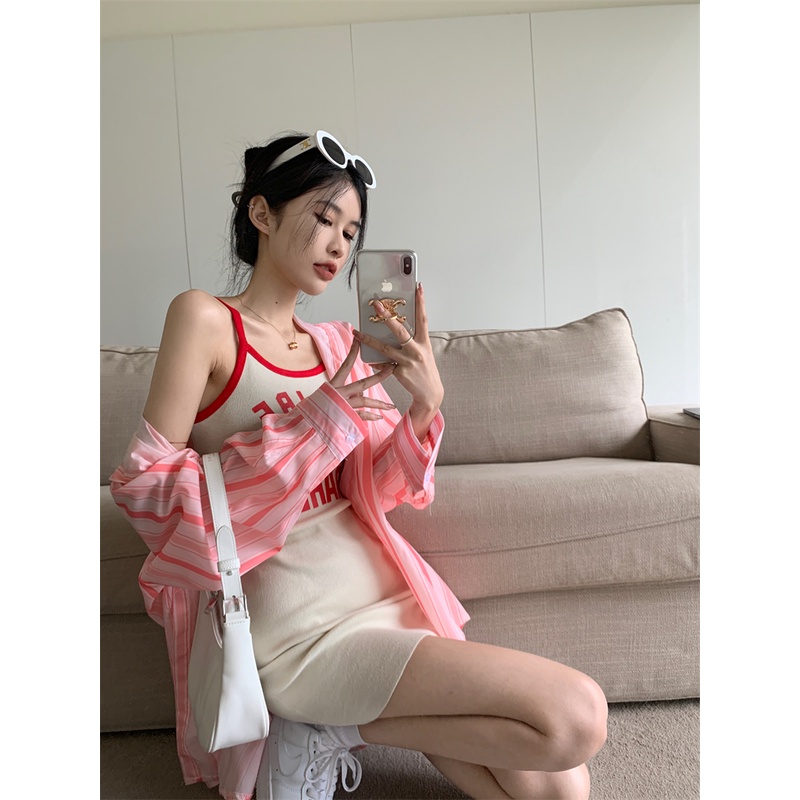 Đầm Hai Dây In Chữ Thời Trang Hàn Quốc Cho Nữ