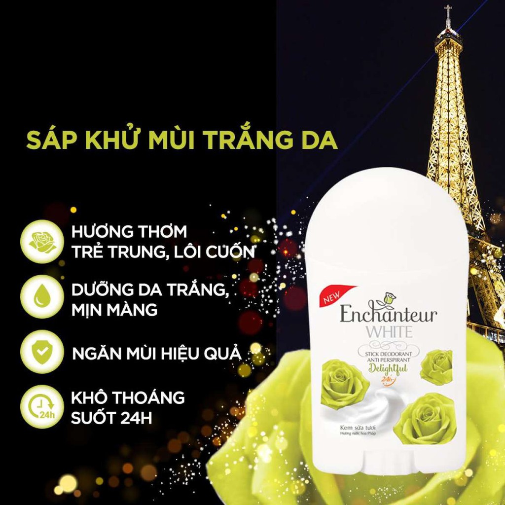 Combo 2 Sáp khử mùi trắng da Enchanteur Delightful 40g/chai