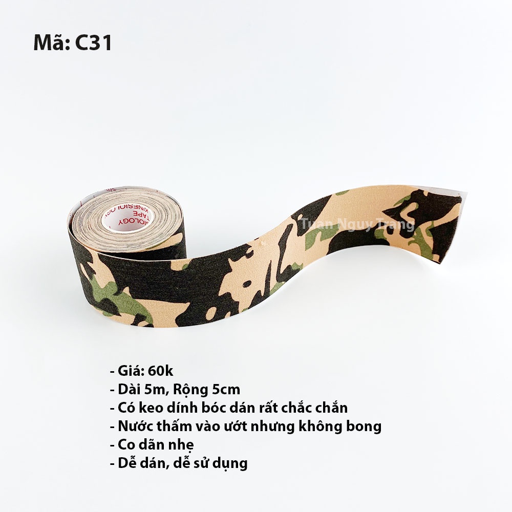 Băng keo vải nguỵ trang có dính dài 5 mét co dãn