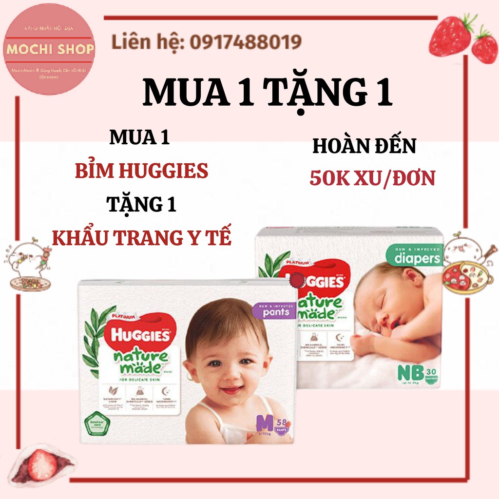 BỈM HUGGIES PLATINUM NATURE MADE SIZE M58/L44/XL 38/S82/NB60