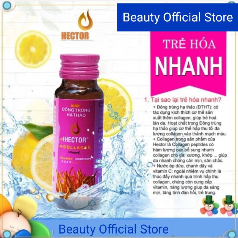 Nước Uống Đông trùng hạ thảo Hector Collagen Combo 2 Hộp 20 Chai