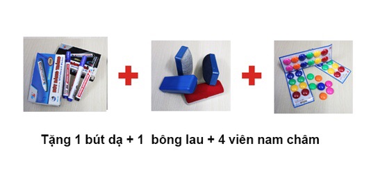 Bảng từ trắng Hàn Quốc có tặng bút, bông lau nam châm và nam châm