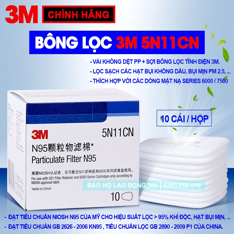 [CHÍNH HÃNG] Mặt Nạ Phòng Độc 3M 7502 Đầy Đủ 7 Món + Phin Lọc 3M 6001CN + Bông Lọc 3M 5N11CN + Nắp Giữ Bông Lọc 3M 501.