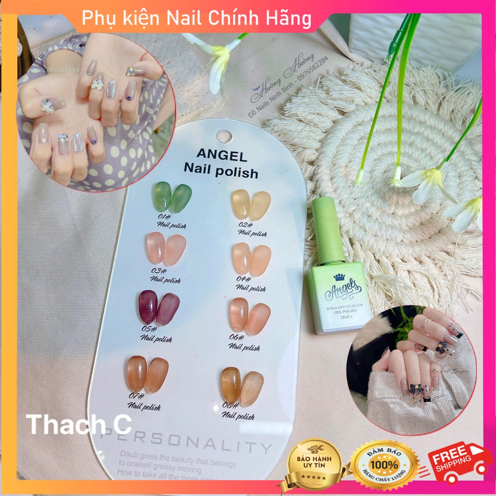 Set sơn móng tay gel 8 màu thạch lẻ chai bé hiệu angel 15ml, nước sơn gel bóng, nhám hàn quốc giá rẻ