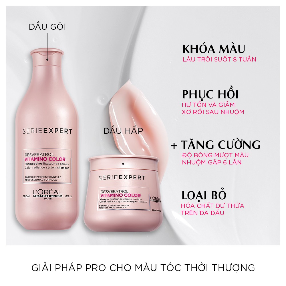 [Mã COSPPD05 giảm 10% đơn 400K] Dầu gội L'Oreal Professionnel giữ màu tóc nhuộm Serie Expert Vitamino Resveratrol 300ml