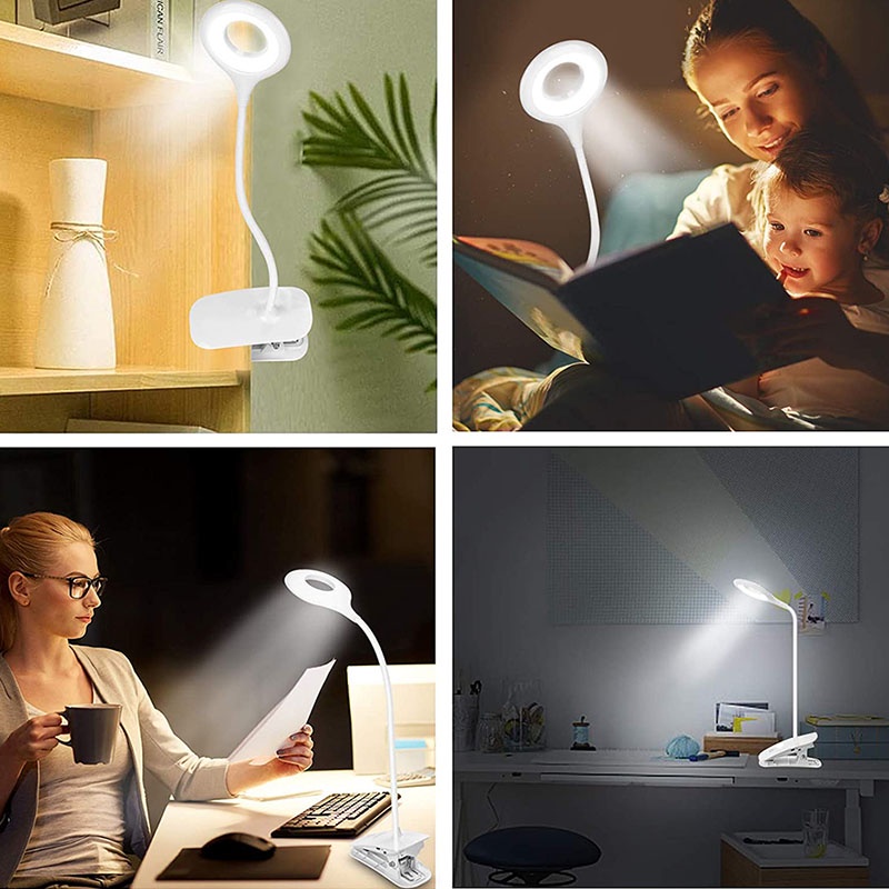 1 Đèn LED Đọc Sách Dạng Kẹp Xoay 360 Độ Có Dây Cáp USB Tiện Dụng