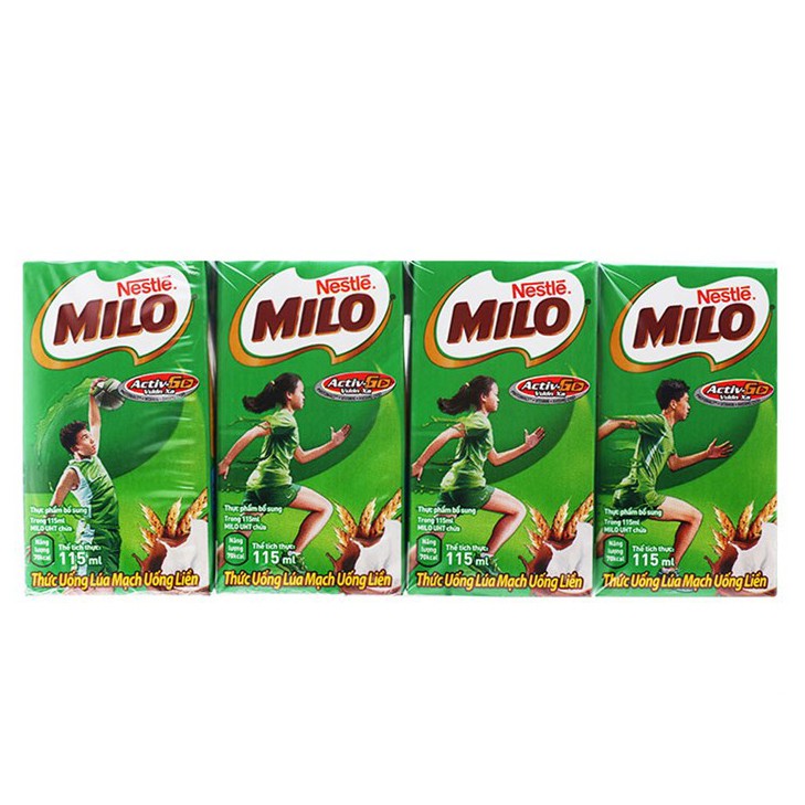 Sữa Milo Nestlé hộp 115ml ( vỉ 4 hộp )
