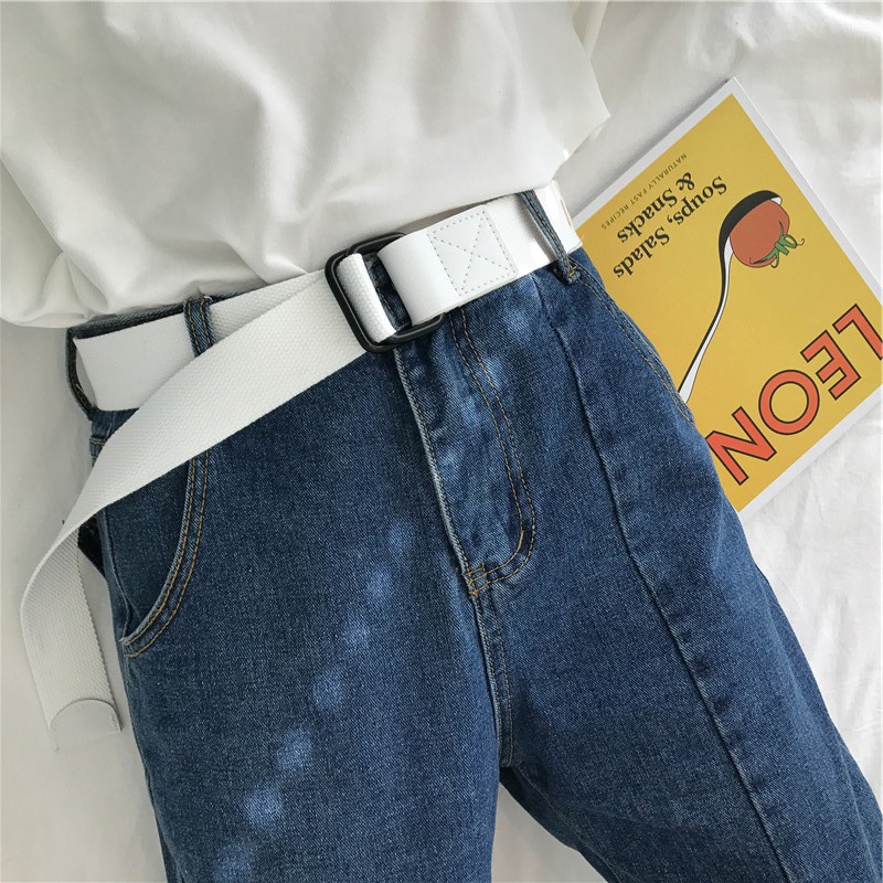 Thắt Lưng Vải Canvas Thiết Kế Đơn Giản Phong Cách Hàn Quốc Cho Nam Và Nữ