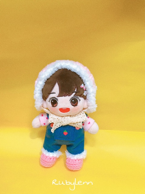 Nón trùm đầu buộc ren cho doll 10cm,15cm,20cm