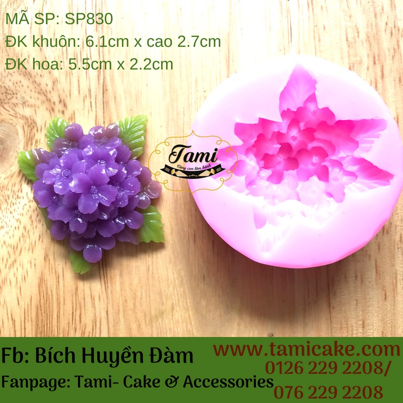 Khuôn silicon rau câu hoa nổi 4D- Cẩm Tú Cầu
