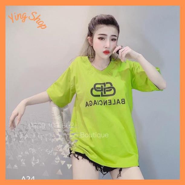 Áo thun nữ giấu quần form rộng - Áo phông nữ hotgirl xanh non - cam và đen, tím than,..12 màu Balenciagaa | BigBuy360 - bigbuy360.vn
