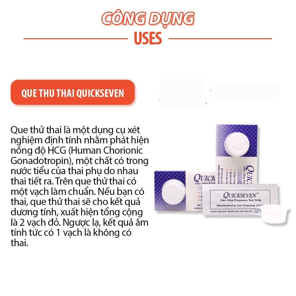 Que thử thai Quickseven - Test thử thai hai vạch sớm nhanh hiệu quả tức thì - Hộp 1 que (Đảm bảo che tên giao hàng)