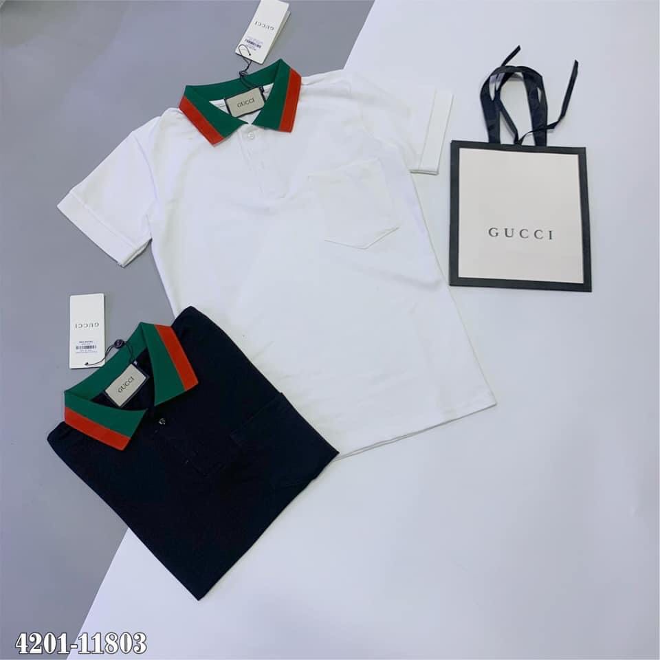 Áo Polo Nam Gucci Cổ Pha Vạch Xanh Đỏ Phối Túi Ngực Sang Trọng