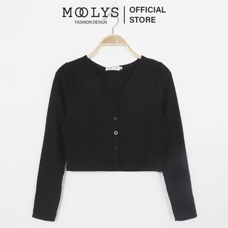 Áo croptop thiết kế dài tay cổ V Moolys MC006