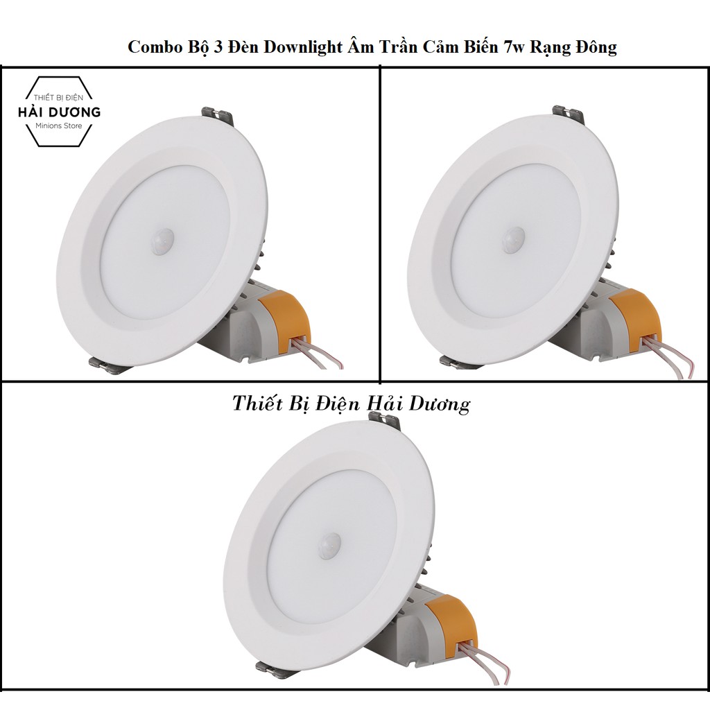 Combo Bộ 3 Đèn Led Downlight Âm Trần Cảm Biến 7w - 9w Rạng Đông - Bảo hành 2 năm