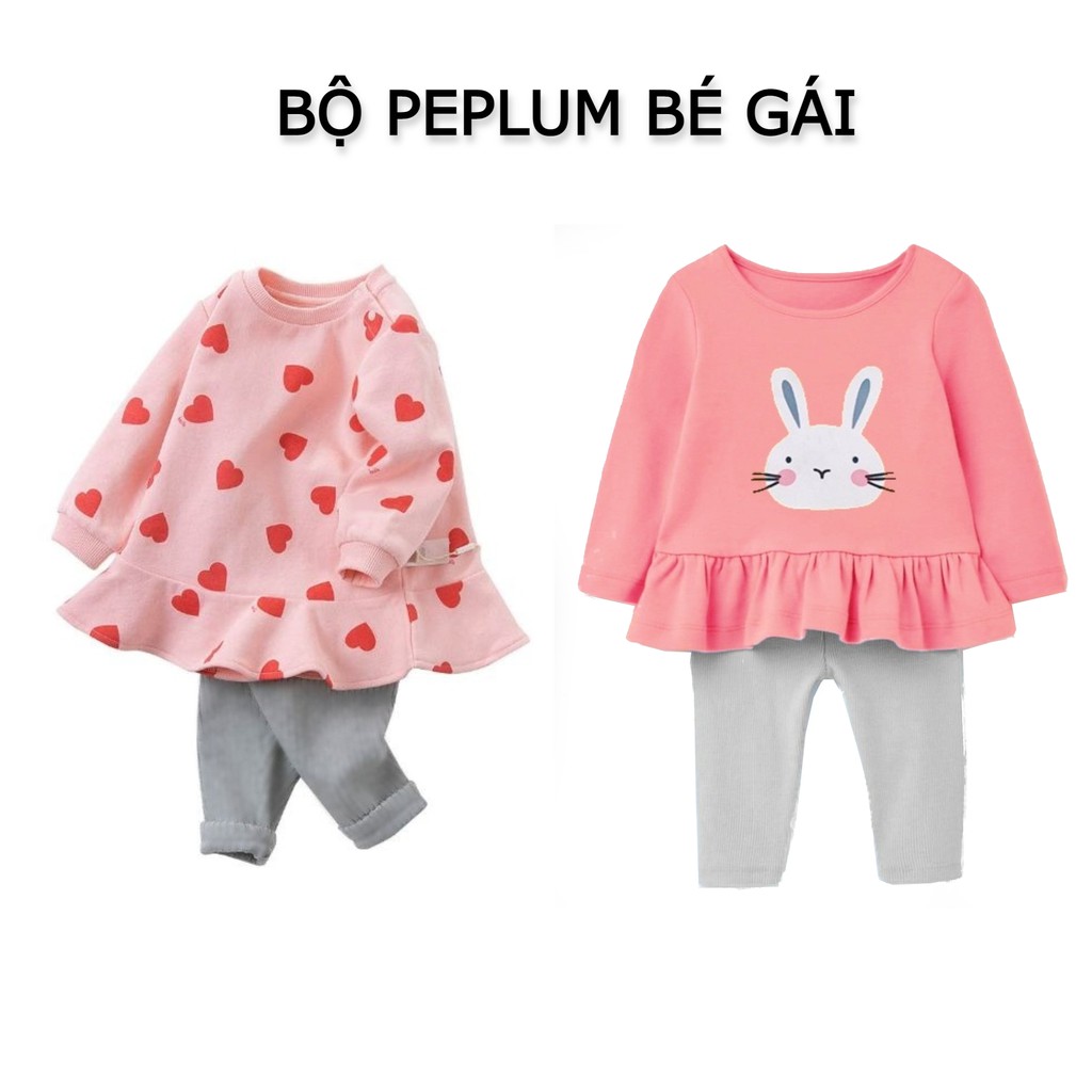 Đồ bộ quần áo dài tay dáng peplum bé gái QATE790