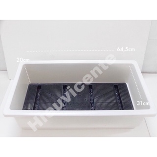 Chậu dài trồng rau màu trắng nhựa dày, cao cấp chắc tay 64,5*31*20 cm