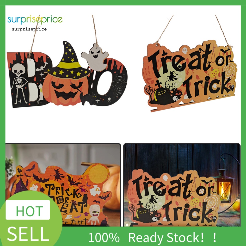 Bảng Gỗ Treo Tường Trang Trí Halloween Hình Bí Ngô