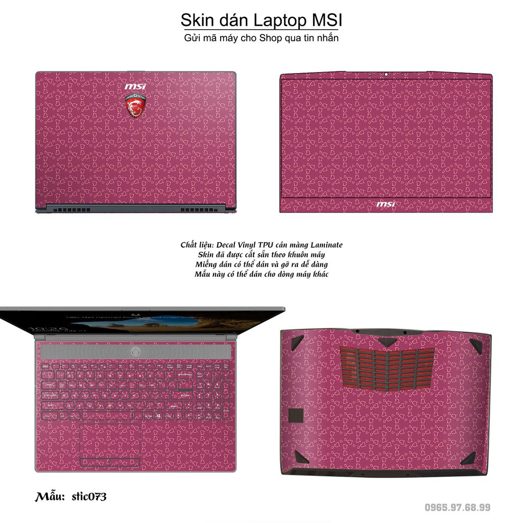 Skin dán Laptop MSI in hình Hoa văn sticker _nhiều mẫu 12 (inbox mã máy cho Shop)