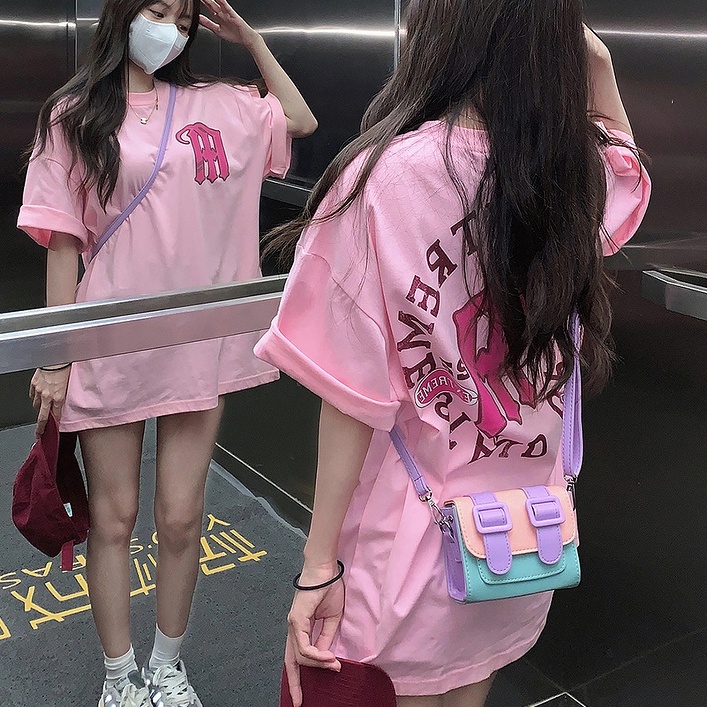 Áo Thun Ngắn Tay oversize Thời Trang Mùa Hè Phong Cách Retro Mỹ Dành Cho Nữ