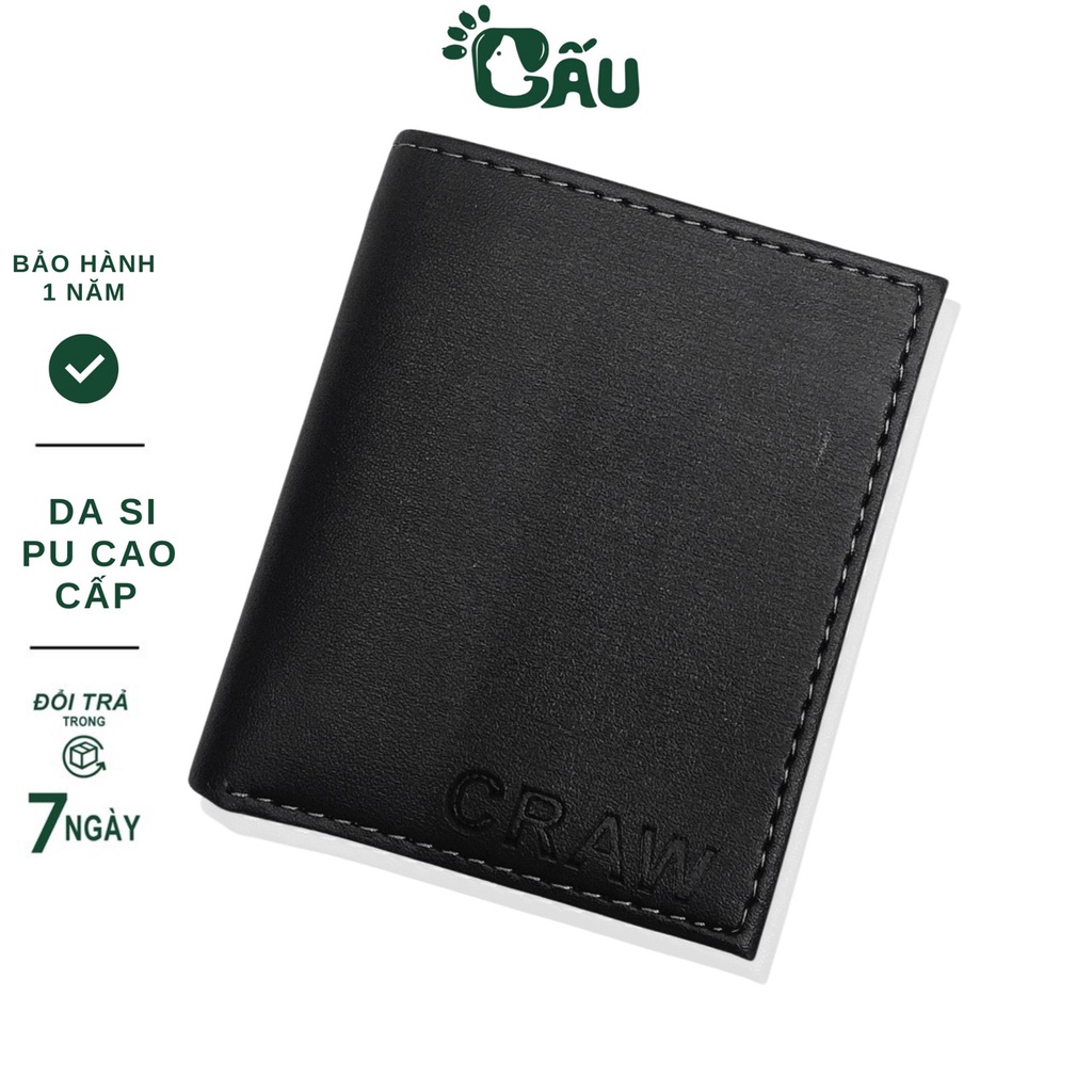 Ví nam Gấu 194 chất liệu da Si PU cao cấp nam mini sang chảnh - Craw