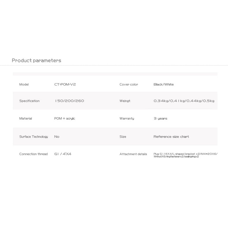 Bình Chứa Nước Làm Mát Bằng Nhựa Acrylic Bykski CT-POM-V2 Màu Đen/Trắng 150/200/260MM Dành Cho Máy Tính