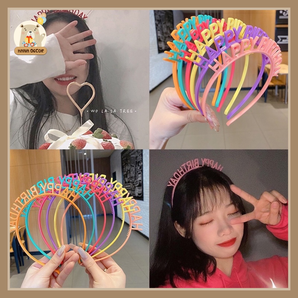 Bờm cài tóc Happy birthday sinh nhật, thôi nôi, liên hoan siêu xinh