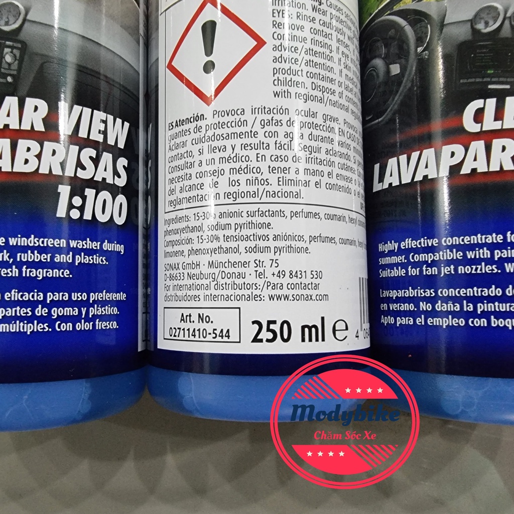 Nước rửa kính ô tô cao cấp Sonax Xtreme Clear View 1:100 NanoPro 250ml
