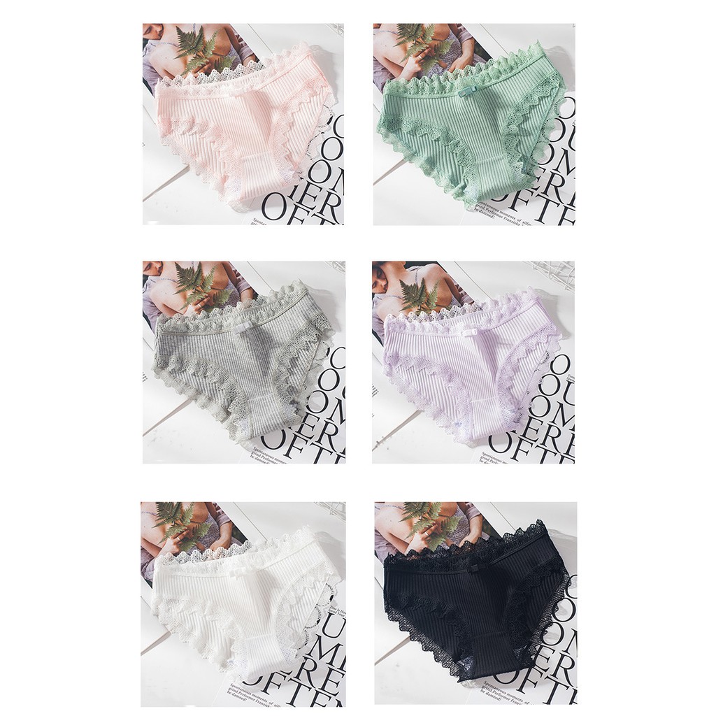 [Set 3 quần] Quần lót nữ cotton hình sợi tre viền ren cao cấp 03 ST01 | BigBuy360 - bigbuy360.vn
