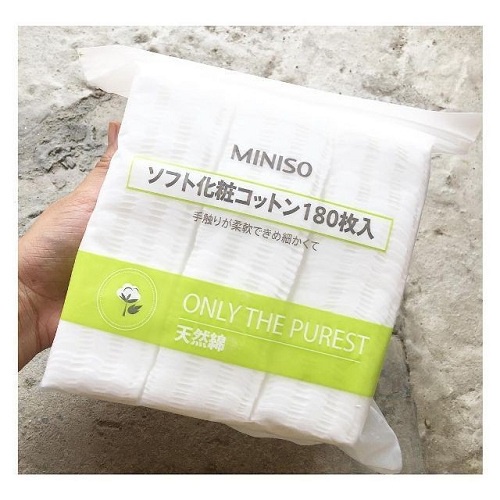 [HÀNG CHÍNH HÃNG] Bông Tẩy Trang Miniso Nhật Bản Túi Zip 180 Miếng_Bông mềm mai_Lau sạch bụi bẩn