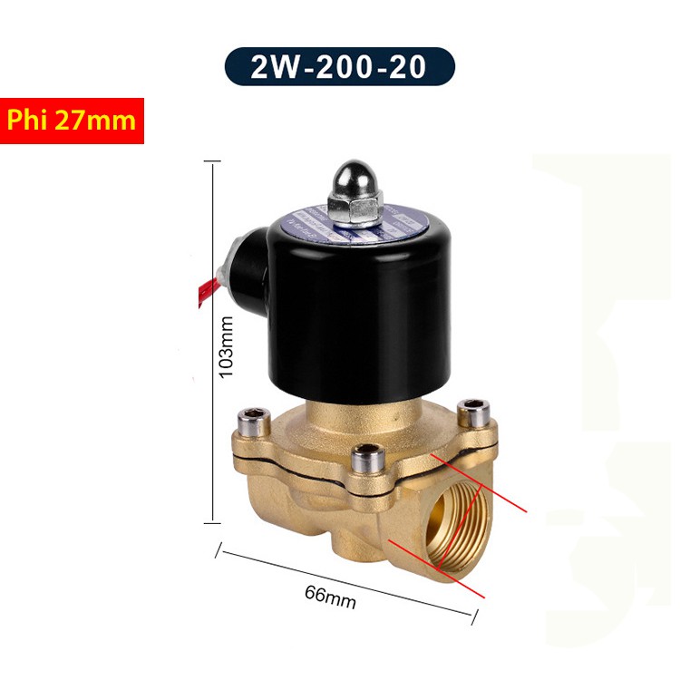 Van điện từ phi 27mm thường đóng, tự động đóng mở nước bằng điện 220v