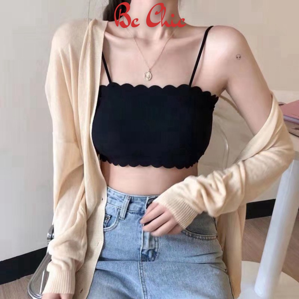 Áo Bra Nữ su gân viền sóng Không Gọng Nâng Ngực tôn vòng một gợi cảm mẫu B235 BC_CHIC LINGERIE