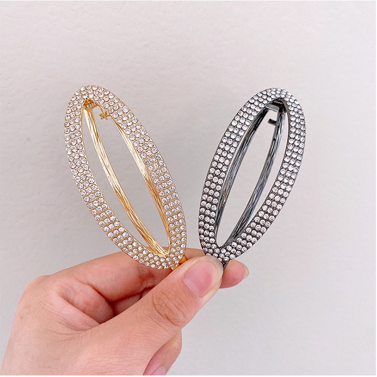 Kẹp tóc HAIMEIKANG hình oval đính kim cương giả thời trang cho nữ