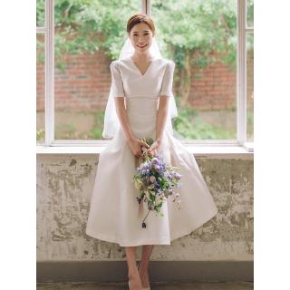 Đầm Cưới Vải Satin Thiết Kế Đơn Giản Phong Cách Retro Pháp