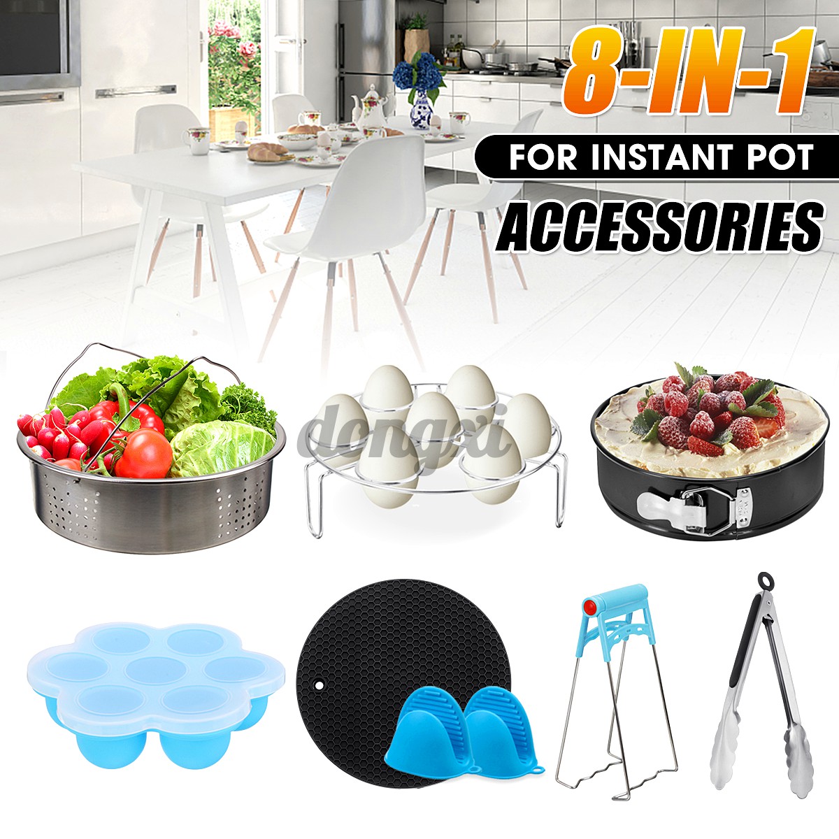 For Instant Pot 8Pcs Accessories Non-stick Springform Pan Steamer Basket Glove
