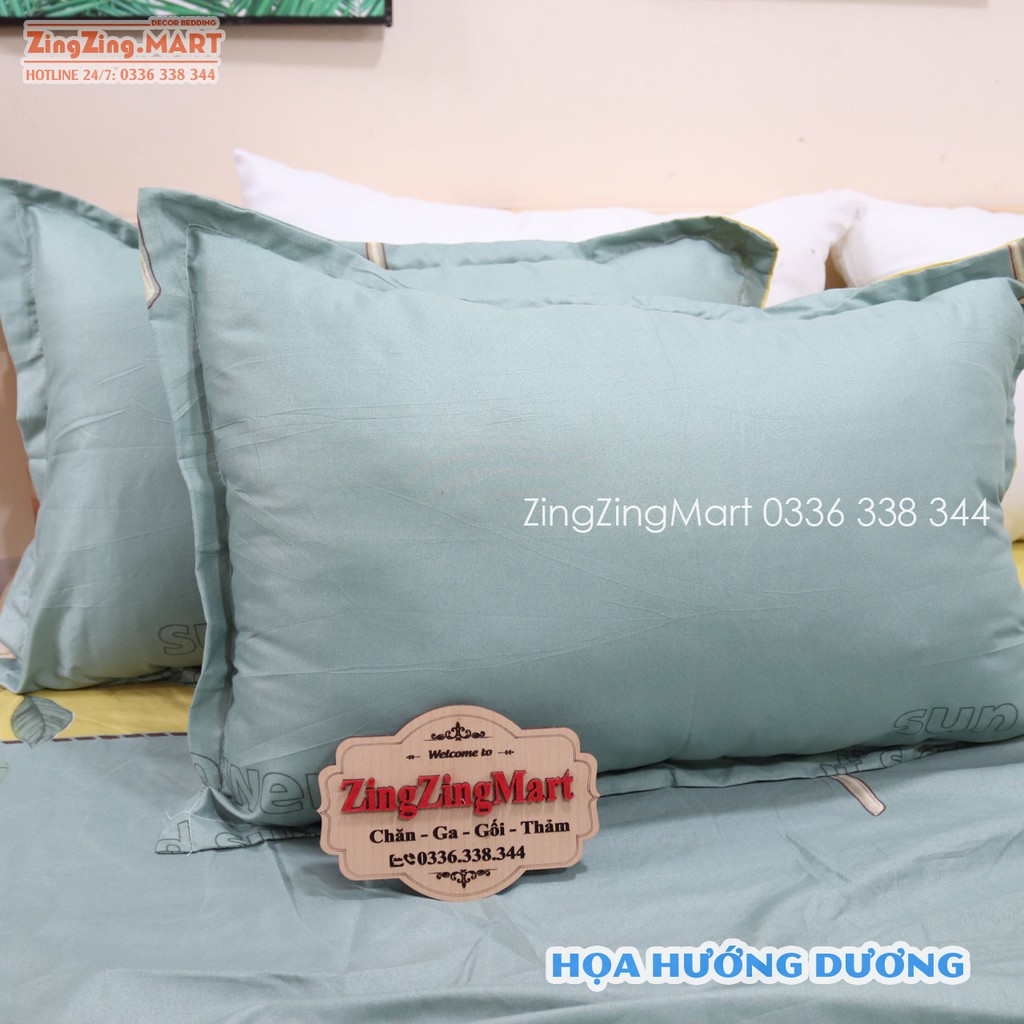 Bộ Ga Gối Poly Ga trải giường | Bộ Drap giường Hoa Hướng Dương ( 1 ga + 2 vỏ áo gối ) - ZingZingMart