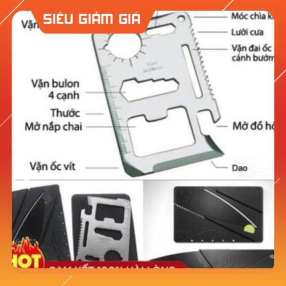 Combo 2 món miếng thép đa năng 11 công dụng và dao cắt hình ATM xếp gọn khi đi phượt dã ngoại, cắm trại ❤