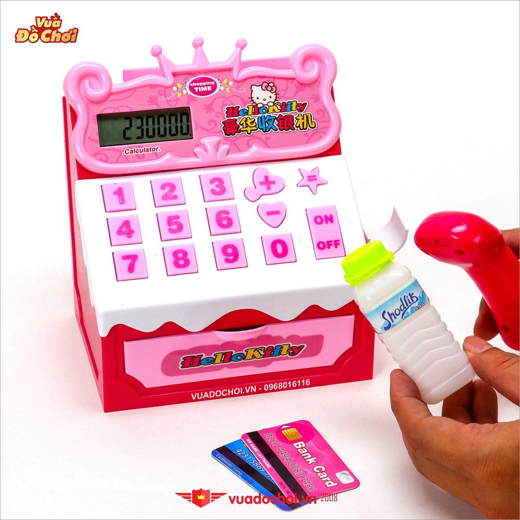 Bộ đồ chơi Máy tính tiền siêu thị Hello Kitty có Máy tính - Giỏ mua hàng & nhiều đồ độc đáo 🛒💵🍅🧃🥕