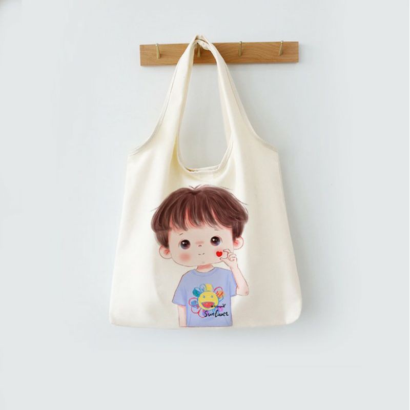 Túi đeo vai đi làm, đi học đẹp giá rẻ, form to, 2 lớp, vải canvas - CẬU BÉ TÓC NGẮN