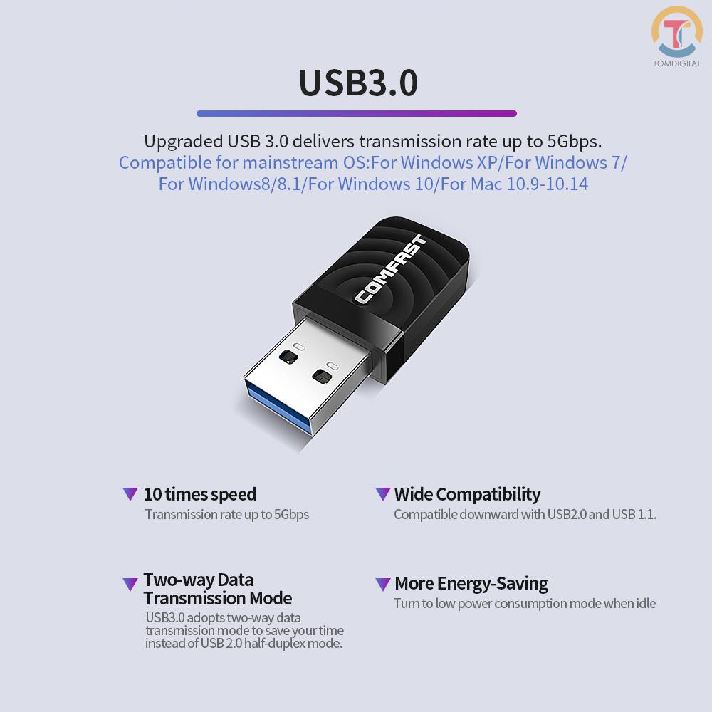 USB truyền tín hiệu wifi không dây Tgl Comfast Cf-812Ac Ac với cổng USB 1300mbps 2.4g 5.8ghz chuyên dụng | BigBuy360 - bigbuy360.vn