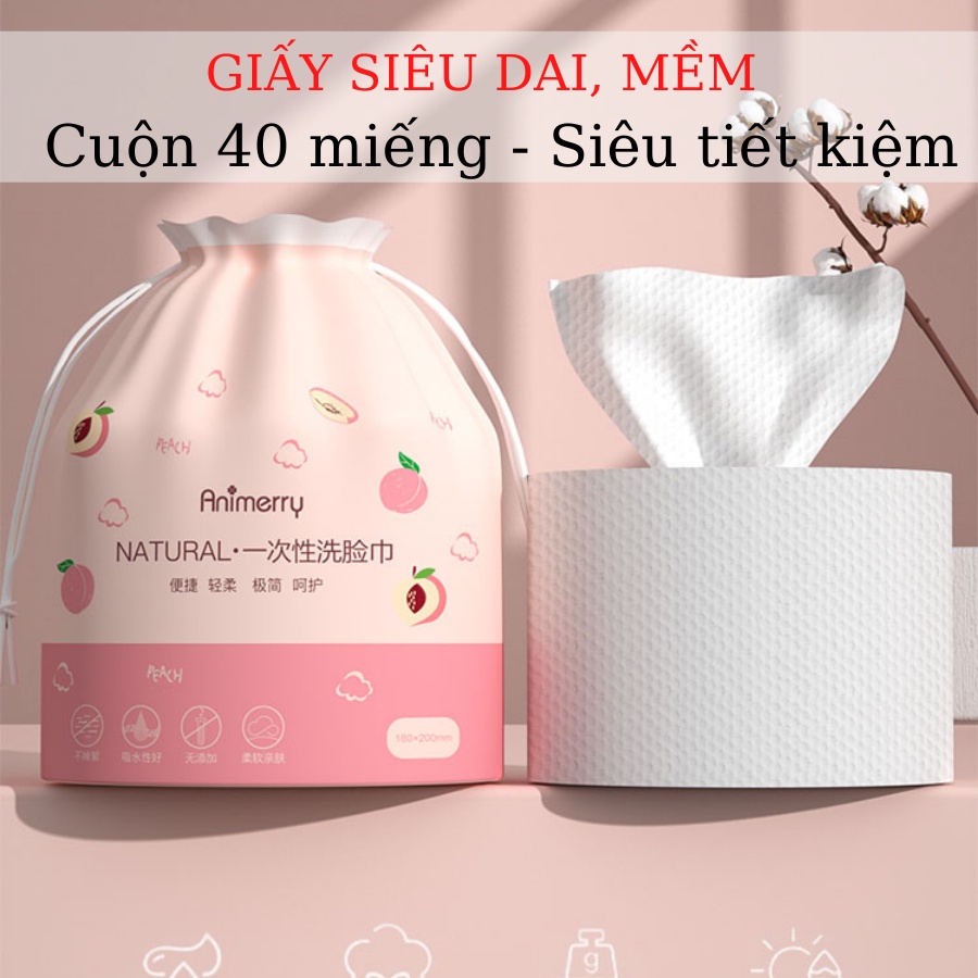 Khăn mặt khô dùng 1 lần tiện lợi, khăn giấy lau, cuộn tẩy trang cotton đa năng dùng một lần tiết kiệm MS01