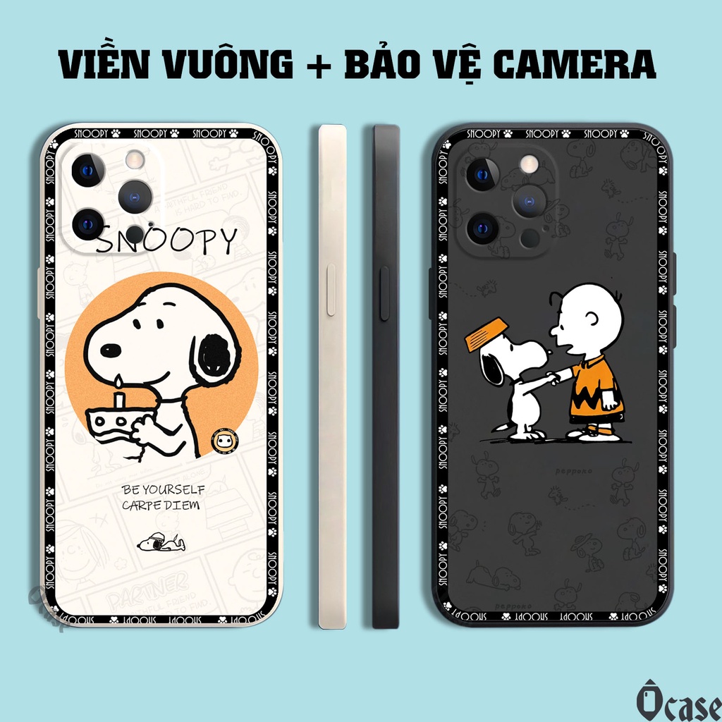 Ốp lưng iPhone 13 / Mini / Pro / Promax in hình chú chó dễ thương cạnh viền vuông có bảo vệ camera