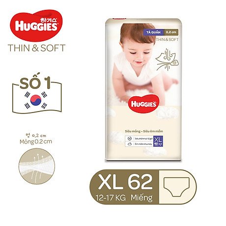 BỈM QUẦN/DÁN HUGGIES THIN &amp; SOFT L44/XL36/XXL28/L72/XL62/XXL46/M54/L46/XL42